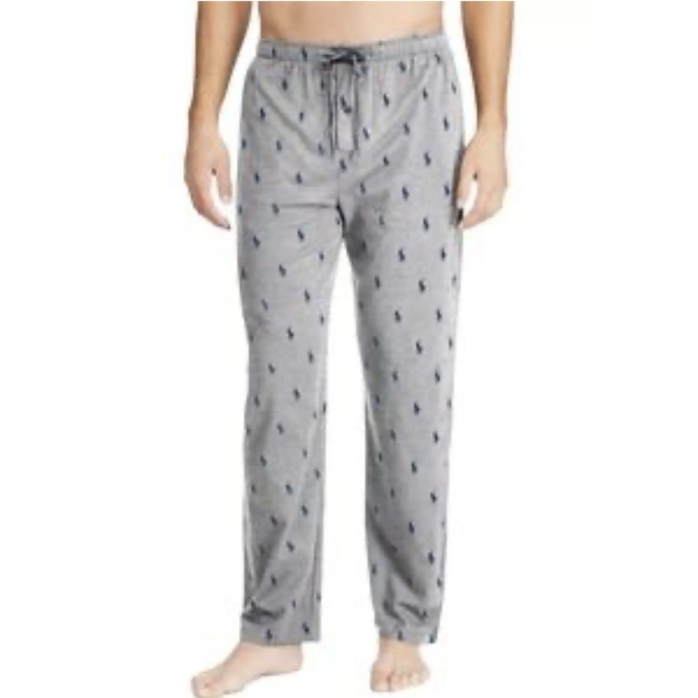 Polo Ralph Lauren Lounge Pajama Sleep Pants‎ Mens XL Plaid Gray AOP Logo Comfy